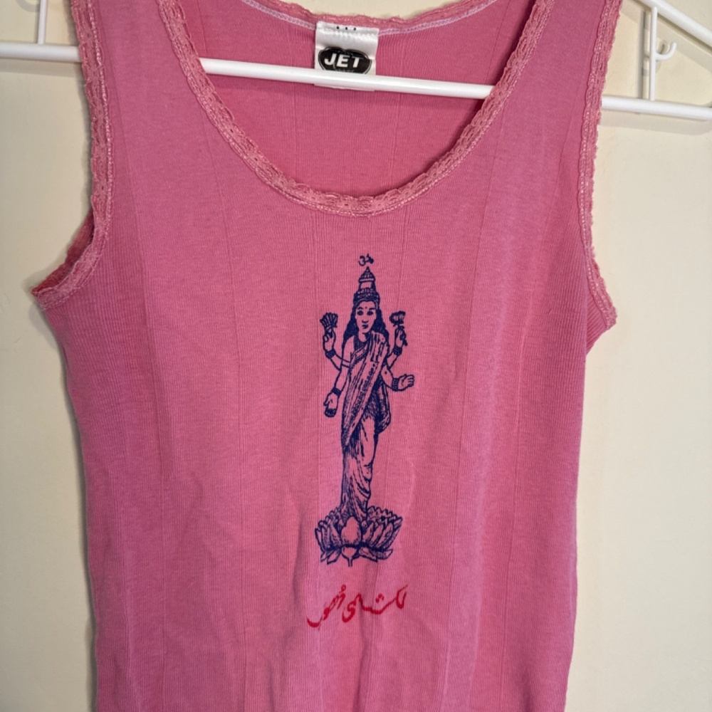 Y2K 2000s Jet by John Eshaya T’s Tank Top Pink Small XS VINTAGE - Picture 2 of 4